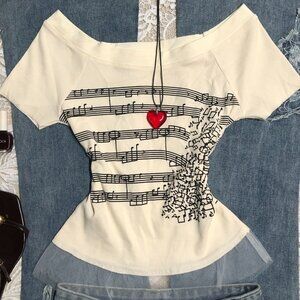 Original White Letter Print Short Sleeve T-Shirt Women